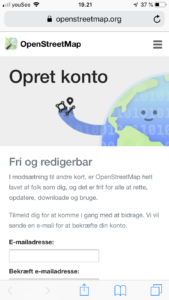 Opret konto på OpenStreetMap