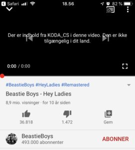 Beastie Boys - Hey Ladies - YouTube - Musikvideo blokeret i Danmark